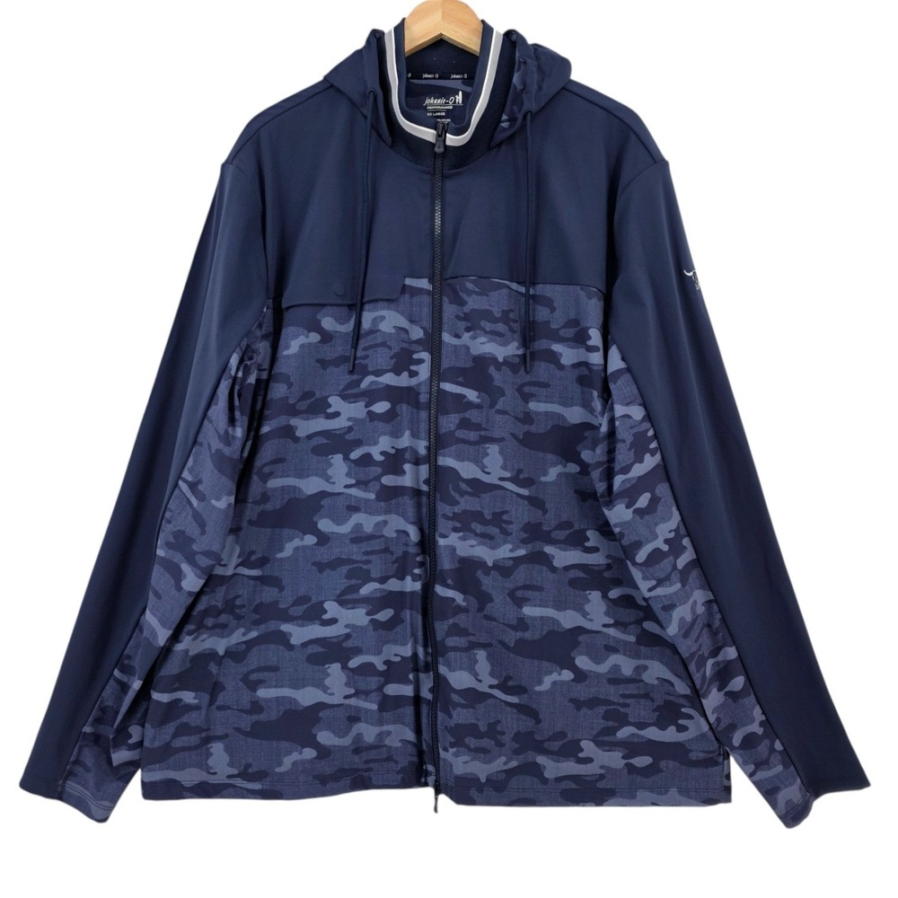 Johnnie-O Mens XXL Callahan Hooded Performance Jacket in Blue Camo